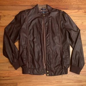 Brown Faux Leather Lightweight Jacket